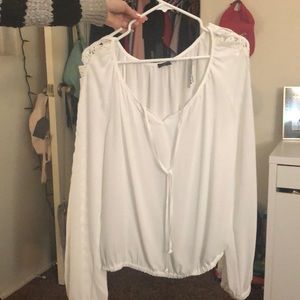 White large blouse with detailed sleeves